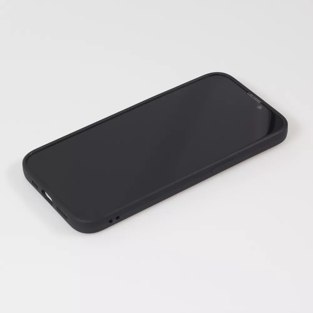 iPhone 14 Case Hülle - Silikon Mat Herz gold - Schwarz