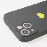 iPhone 14 Case Hülle - Silikon Mat Herz gold - Schwarz
