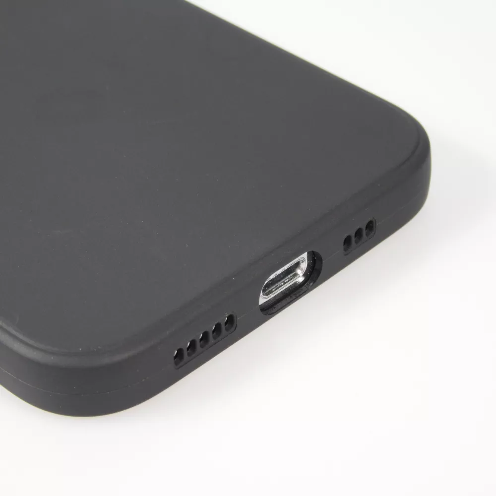 iPhone 14 Case Hülle - Silikon Mat Herz gold - Schwarz