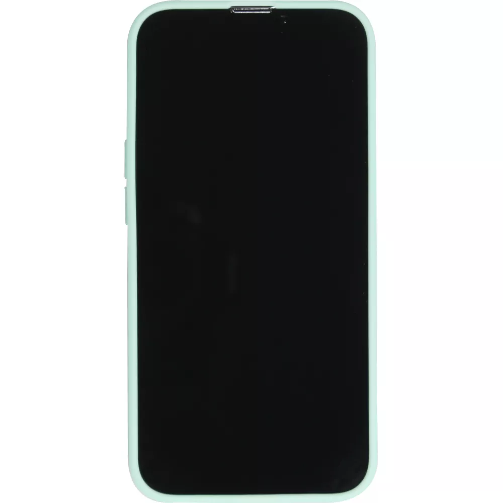 iPhone 15 Case Hülle - Silikon Mat Herz gold - Türkis