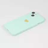 iPhone 15 Case Hülle - Silikon Mat Herz gold - Türkis