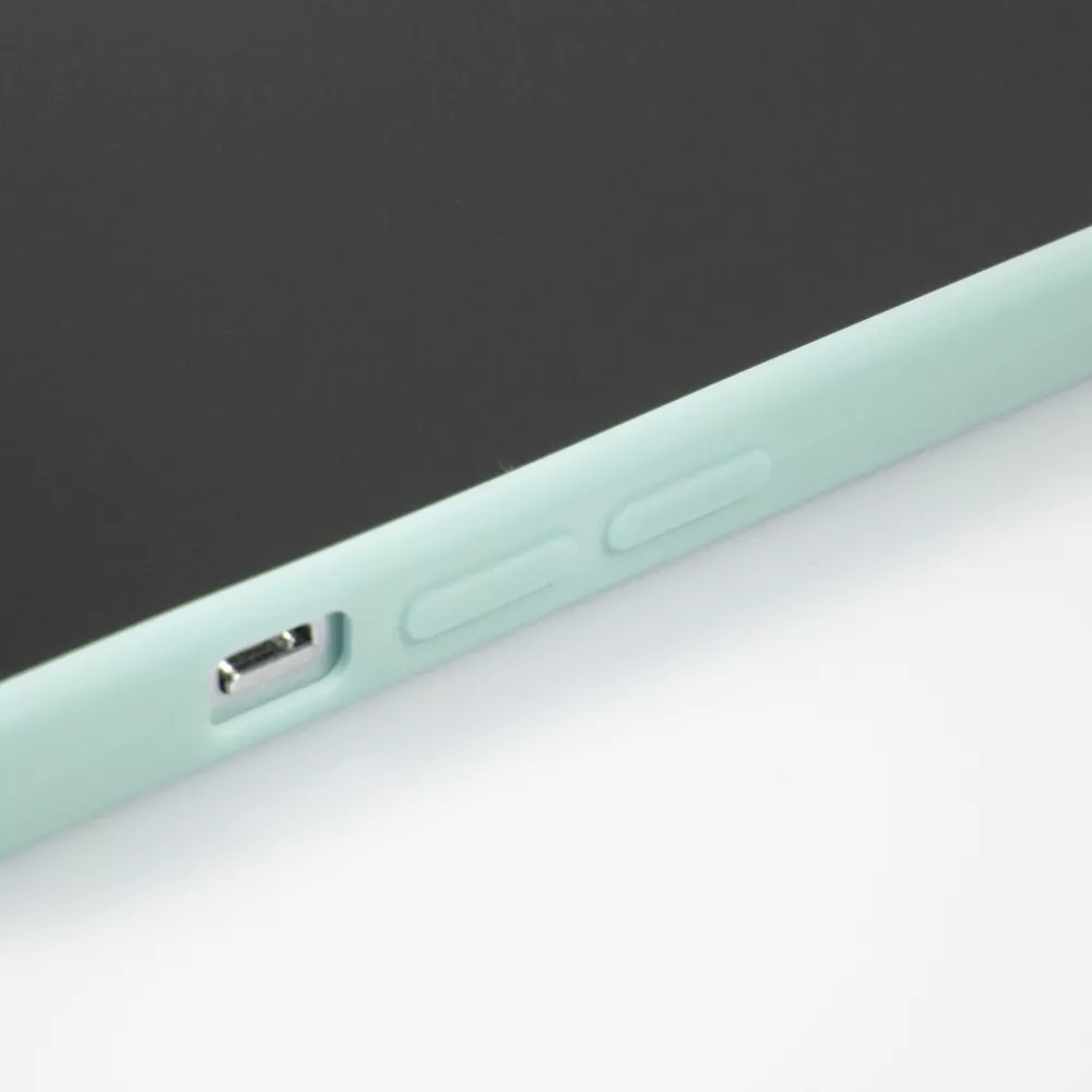 iPhone 15 Case Hülle - Silikon Mat Herz gold - Türkis