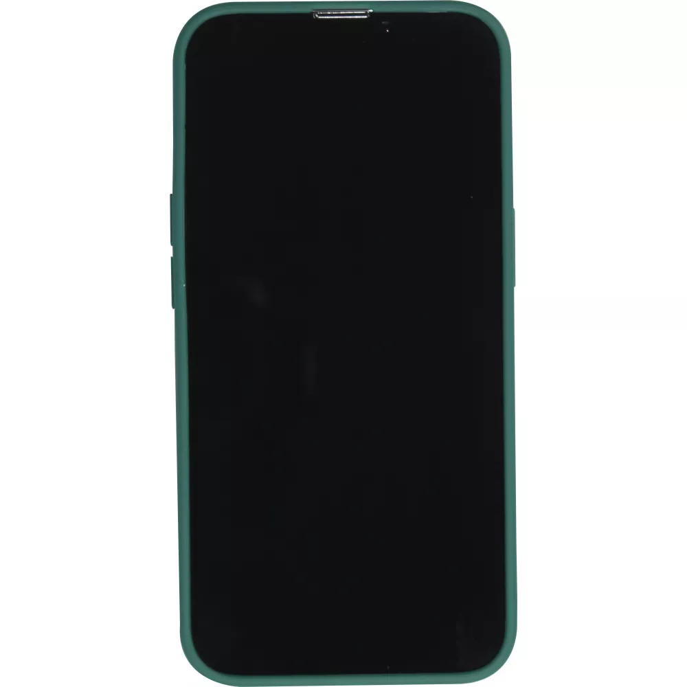 Coque iPhone 14 - Silicone Mat Coeur doré - Vert foncé