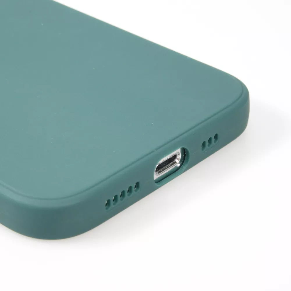Coque iPhone 14 - Silicone Mat Coeur doré - Vert foncé