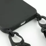 iPhone 13 Case Hülle - Silikon mit Kordel und Haken - Schwarz