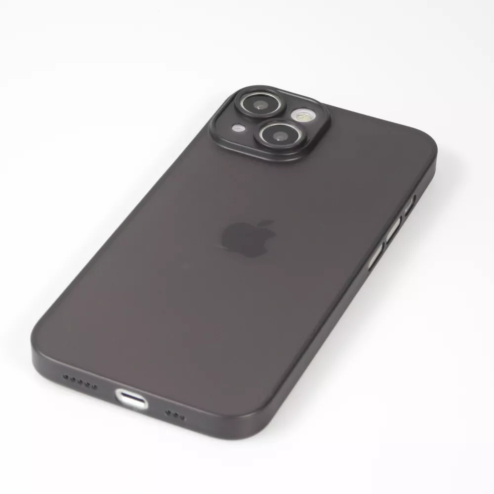 Coque iPhone 14 - plastique ultra fin semi-transparent mat - Noir