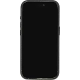 Coque iPhone 14 - Cuir de veau luxe grain&eacute; int&eacute;gral avec boutons m&eacute;talliques et MagSafe - Noir