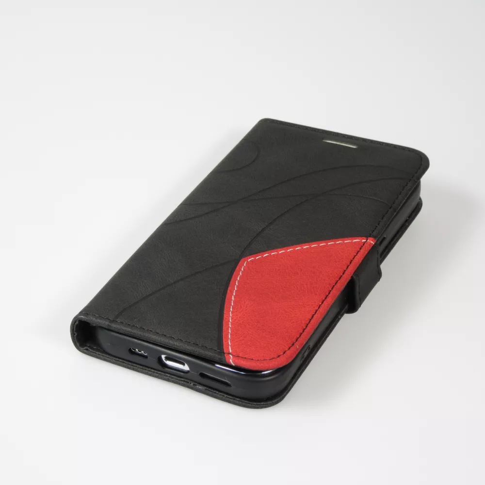 Coque iPhone 15 - Flip classical elegant fine lines - Noir