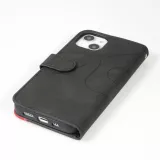 Coque iPhone 15 - Flip classical elegant fine lines - Noir