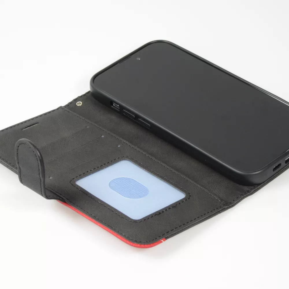 Coque iPhone 15 - Flip classical elegant fine lines - Noir