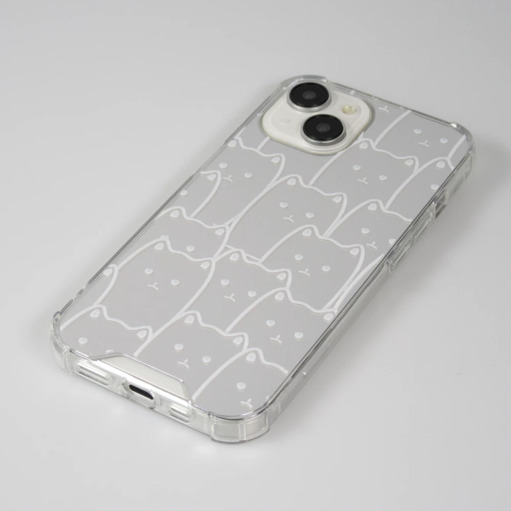 Coque iPhone 14 - Gel bumper chat miroir - Transparent