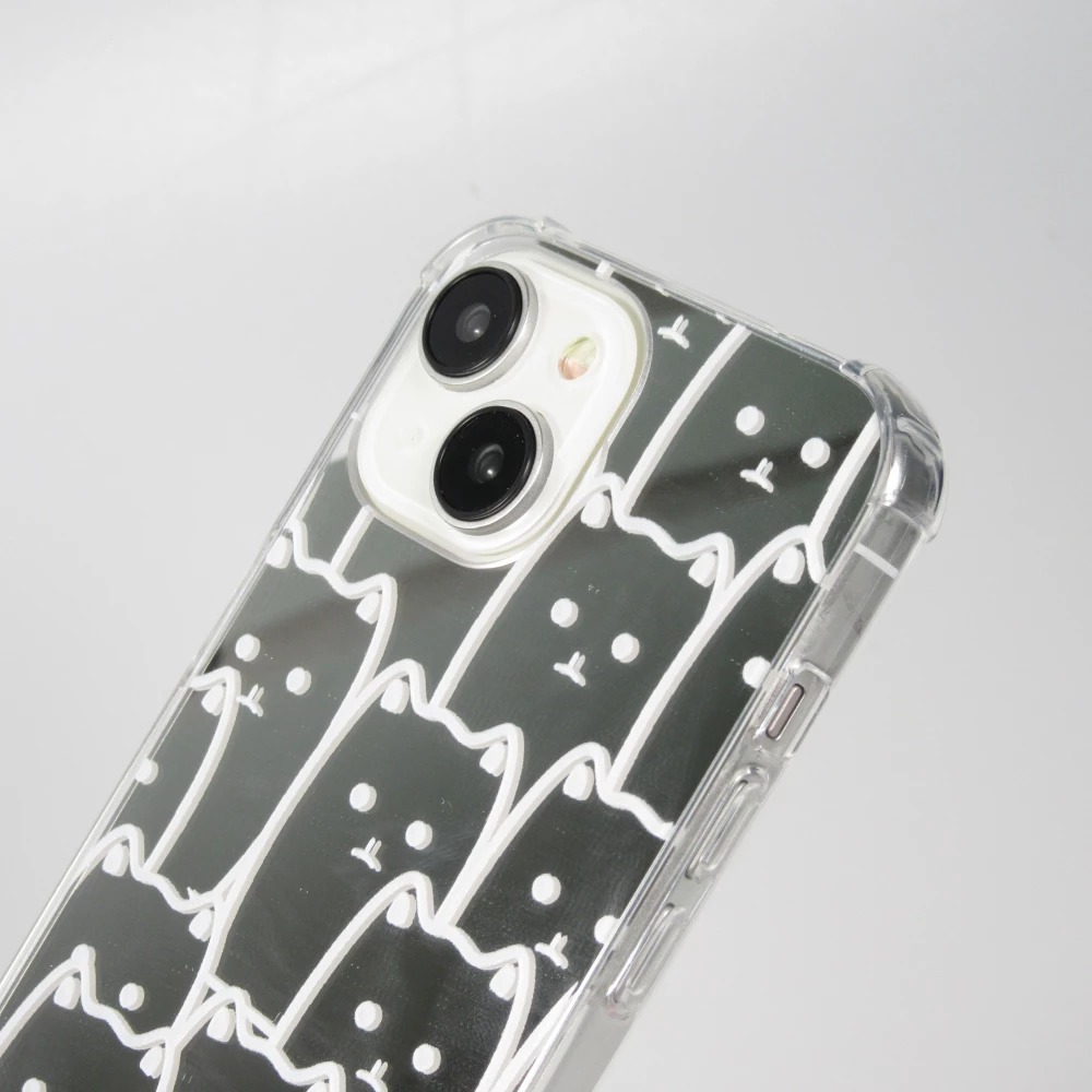 Coque iPhone 14 - Gel bumper chat miroir - Transparent