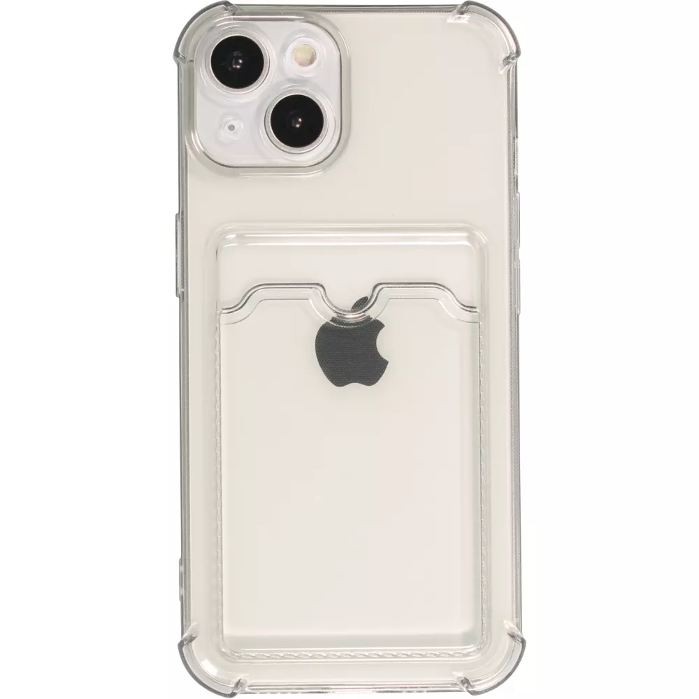 iPhone 13 Case Hülle - Gummi Silikon bumper super flexibel mit Kartenhalter transparent - Grau