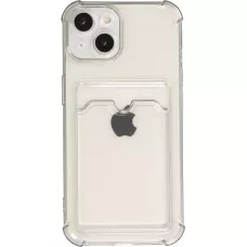 iPhone 13 Case Hülle - Gummi Silikon bumper super flexibel mit Kartenhalter transparent - Grau