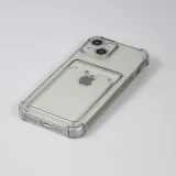 iPhone 13 Case Hülle - Gummi Silikon bumper super flexibel mit Kartenhalter transparent - Grau