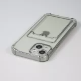 iPhone 13 Case Hülle - Gummi Silikon bumper super flexibel mit Kartenhalter transparent - Grau