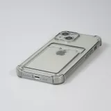 iPhone 13 Case Hülle - Gummi Silikon bumper super flexibel mit Kartenhalter transparent - Grau