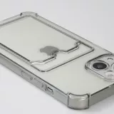 iPhone 13 Case Hülle - Gummi Silikon bumper super flexibel mit Kartenhalter transparent - Grau