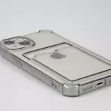 iPhone 13 Case Hülle - Gummi Silikon bumper super flexibel mit Kartenhalter transparent - Grau
