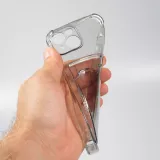 iPhone 13 Case Hülle - Gummi Silikon bumper super flexibel mit Kartenhalter transparent - Grau