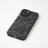iPhone 14 Case Hülle - Weiches Silikongel mit Kameraschutz - Zwei Schlangen - Schwarz