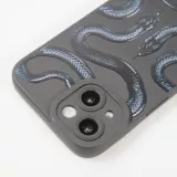 iPhone 14 Case Hülle - Weiches Silikongel mit Kameraschutz - Zwei Schlangen - Schwarz