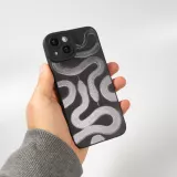 iPhone 14 Case Hülle - Weiches Silikongel mit Kameraschutz - Zwei Schlangen - Schwarz