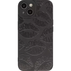 iPhone 14 Case Hülle - Weiches Silikongel mit Kameraschutz - Many kisses - Schwarz