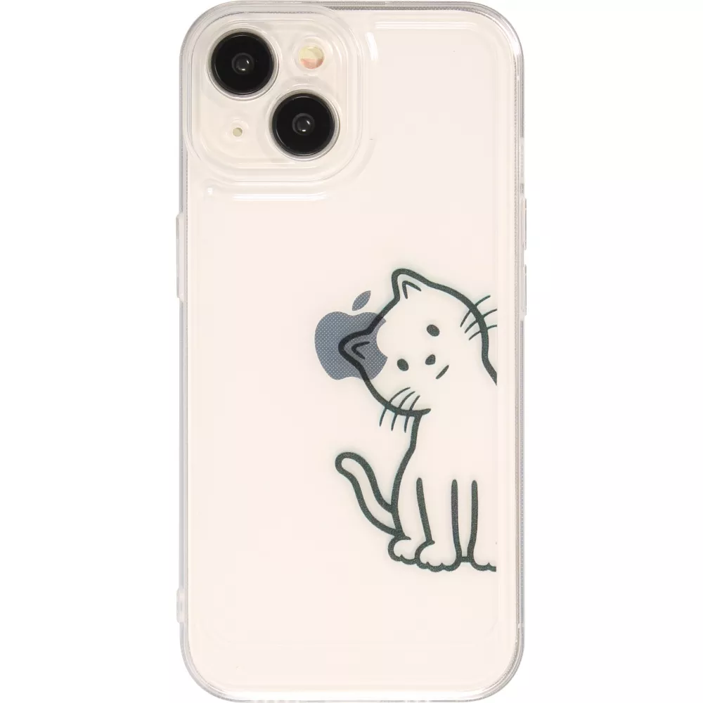 Coque iPhone 15 - Gel silicone transparent petit chat trop mignon
