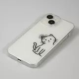 Coque iPhone 15 - Gel silicone transparent petit chat trop mignon