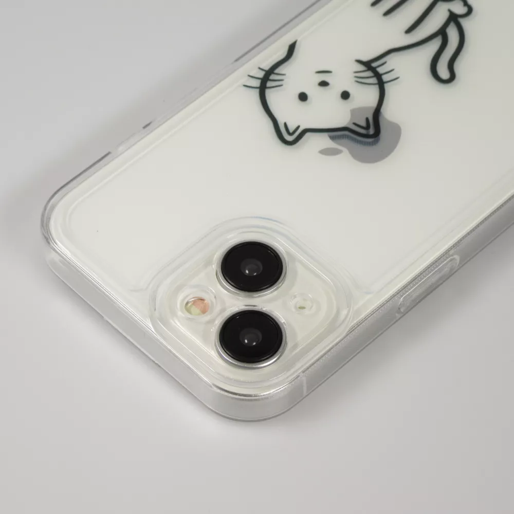 Coque iPhone 15 - Gel silicone transparent petit chat trop mignon
