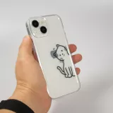 Coque iPhone 15 - Gel silicone transparent petit chat trop mignon
