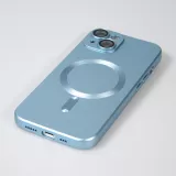 Coque iPhone 14 - Gel souple avec vitre de protection caméra MagSafe - Bleu