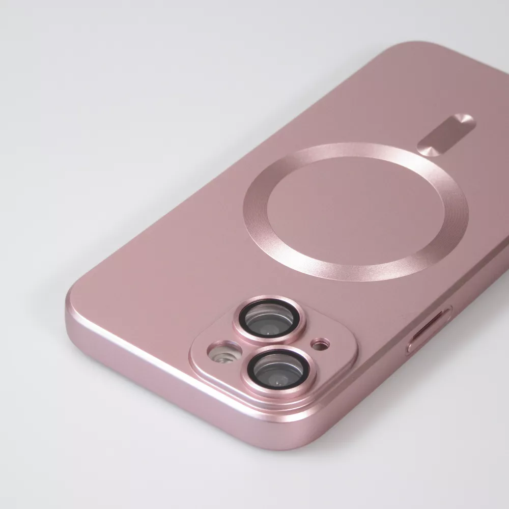 Coque iPhone 15 Plus - Gel souple avec vitre de protection caméra MagSafe - Rose