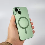 iPhone 15 Case Hülle - Gummi weich mit Kameraschutzglas MagSafe - Grün