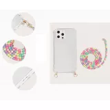 iPhone 14 Pro Max Case Hülle - Gummi transparent mit weisser integrierter Perlenkette