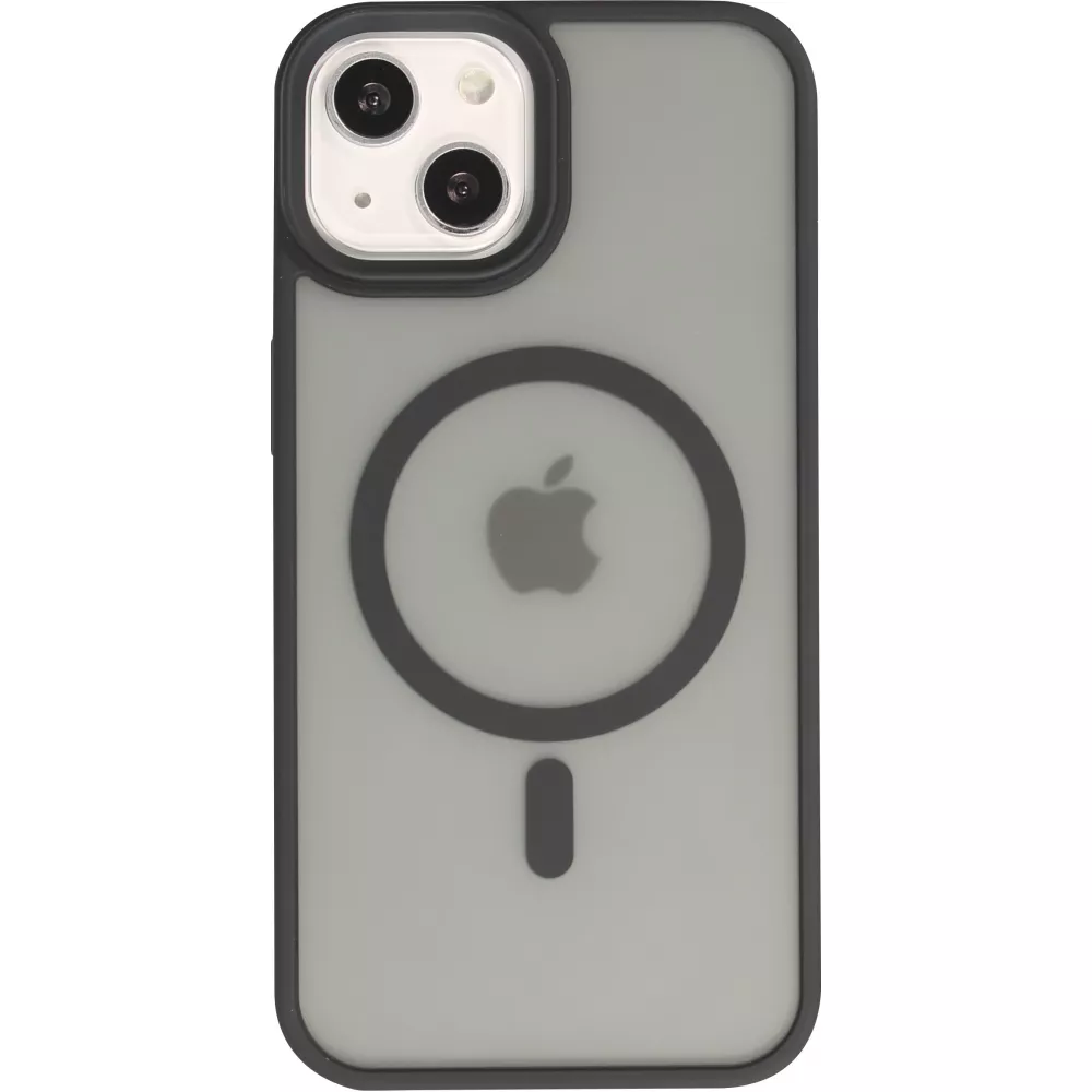 Coque iPhone 14 - Jelly cover glass semi-transparente MagSafe - Black
