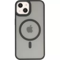 Coque iPhone 14 - Jelly cover glass semi-transparente MagSafe - Black