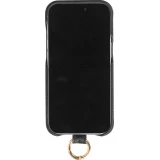 Coque iPhone 14 - Premium cuir v&eacute;ritable de luxe avec lani&egrave;re en cuir r&eacute;glable et amovible + MagSafe - Noir