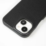 Coque iPhone 14 - Premium cuir v&eacute;ritable de luxe avec lani&egrave;re en cuir r&eacute;glable et amovible + MagSafe - Noir