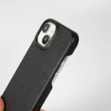 Coque iPhone 14 - Premium cuir v&eacute;ritable de luxe avec lani&egrave;re en cuir r&eacute;glable et amovible + MagSafe - Noir