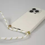 iPhone 14 Pro Case Hülle - Bio Eco-Friendly Vegan mit Handykette Necklace - Weiss