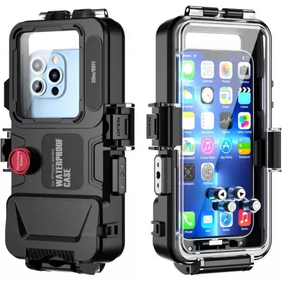 Coque iPhone - Protection étanche pour plongée et snorkeling à 30M grade militaire universelle iPhone (Lightning) - Noir