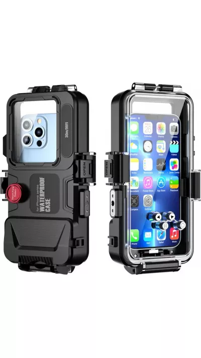 Coque iPhone - Protection étanche pour plongée et snorkeling à 30M grade militaire universelle iPhone (Lightning) - Noir