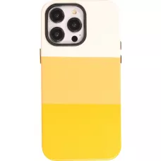iPhone 14 Pro Case Hülle - Stylisches tricolor Cover mit Leder-Look - Orange