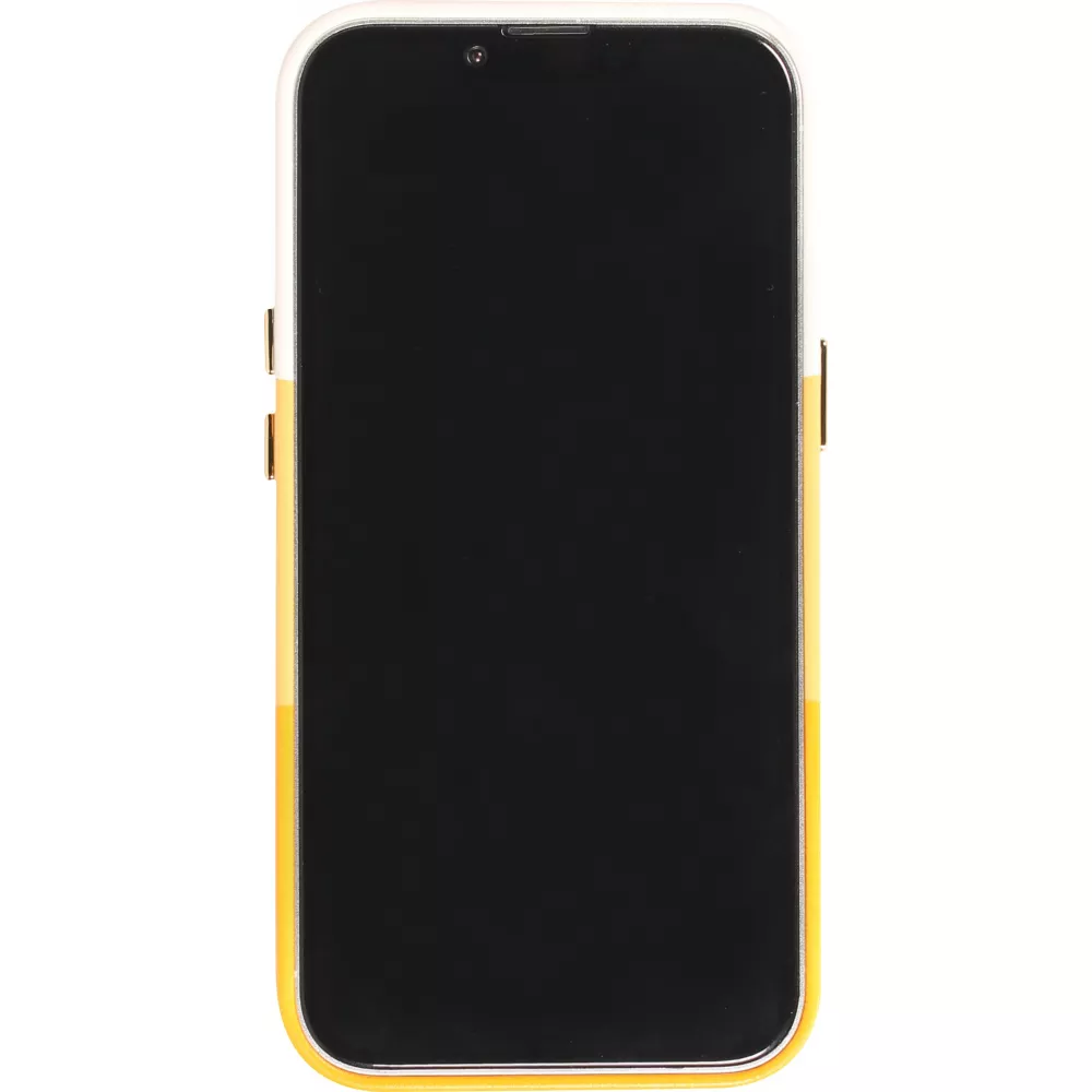 iPhone 14 Pro Case Hülle - Stylisches tricolor Cover mit Leder-Look - Orange