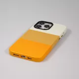 iPhone 14 Pro Case Hülle - Stylisches tricolor Cover mit Leder-Look - Orange