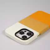 iPhone 14 Pro Case Hülle - Stylisches tricolor Cover mit Leder-Look - Orange