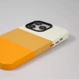 iPhone 14 Pro Case Hülle - Stylisches tricolor Cover mit Leder-Look - Orange