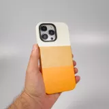 iPhone 14 Pro Case Hülle - Stylisches tricolor Cover mit Leder-Look - Orange